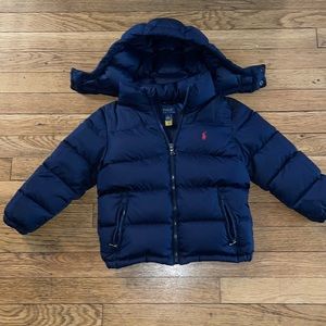 Water-repellent Down Jacket Ralph Lauren Polo boys size 5 Newport navy